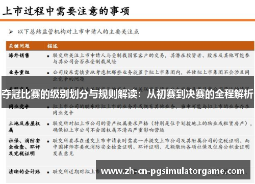 夺冠比赛的级别划分与规则解读：从初赛到决赛的全程解析